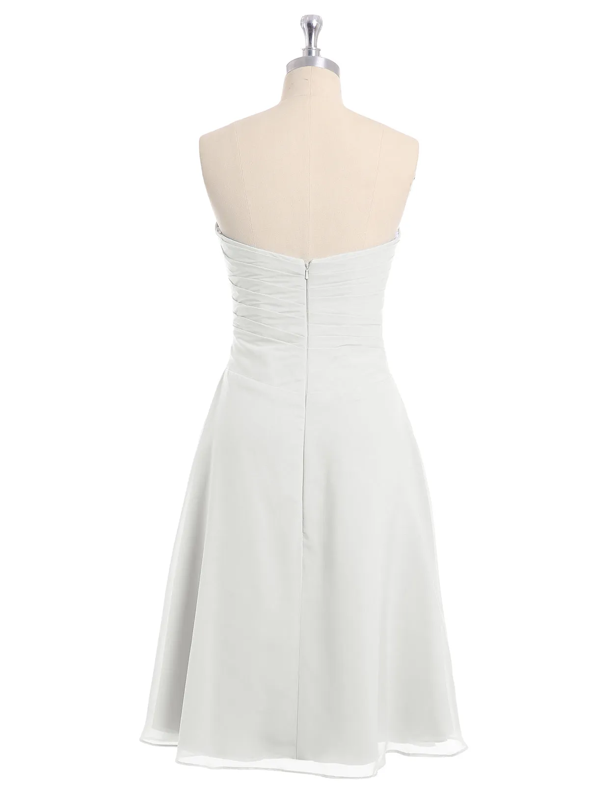 Knee Length Chiffon Dress with Sweetheart Neck-Ivory Plus Size