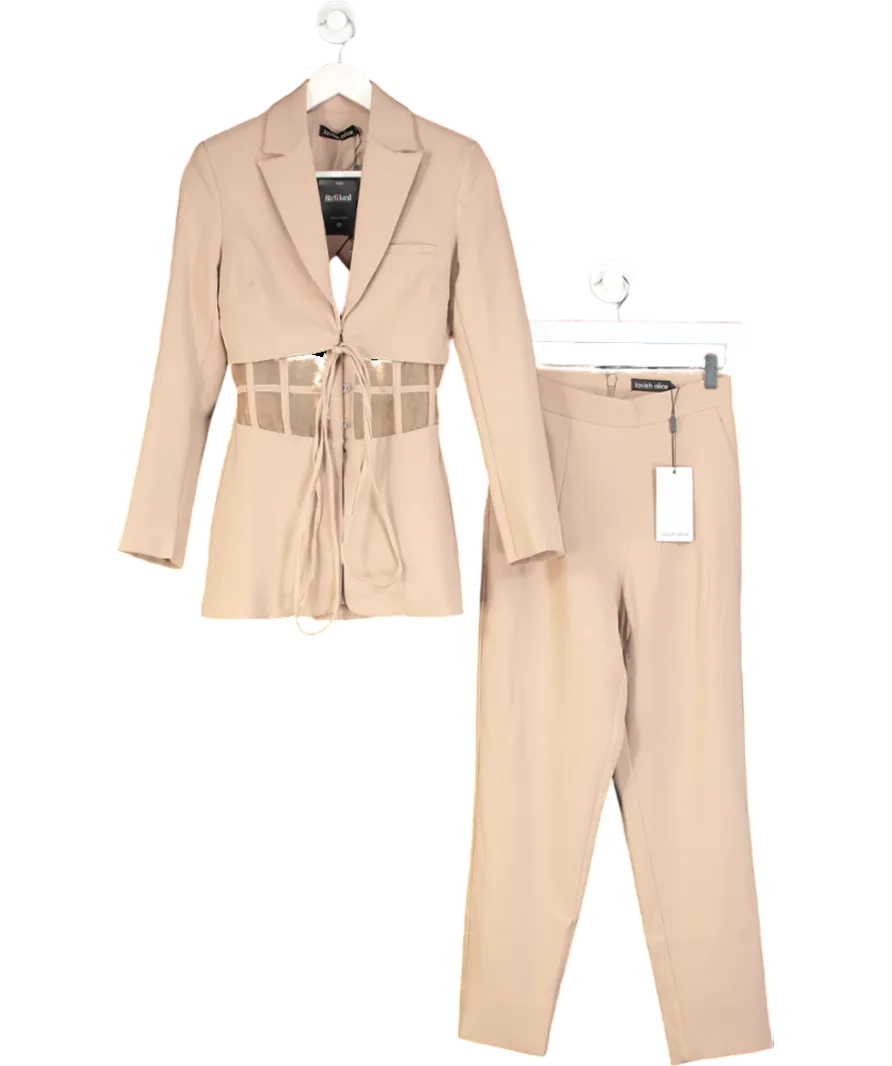 Lavish Alice Beige Sheer Satin Mix Corset Blazer Co-ord UK 6