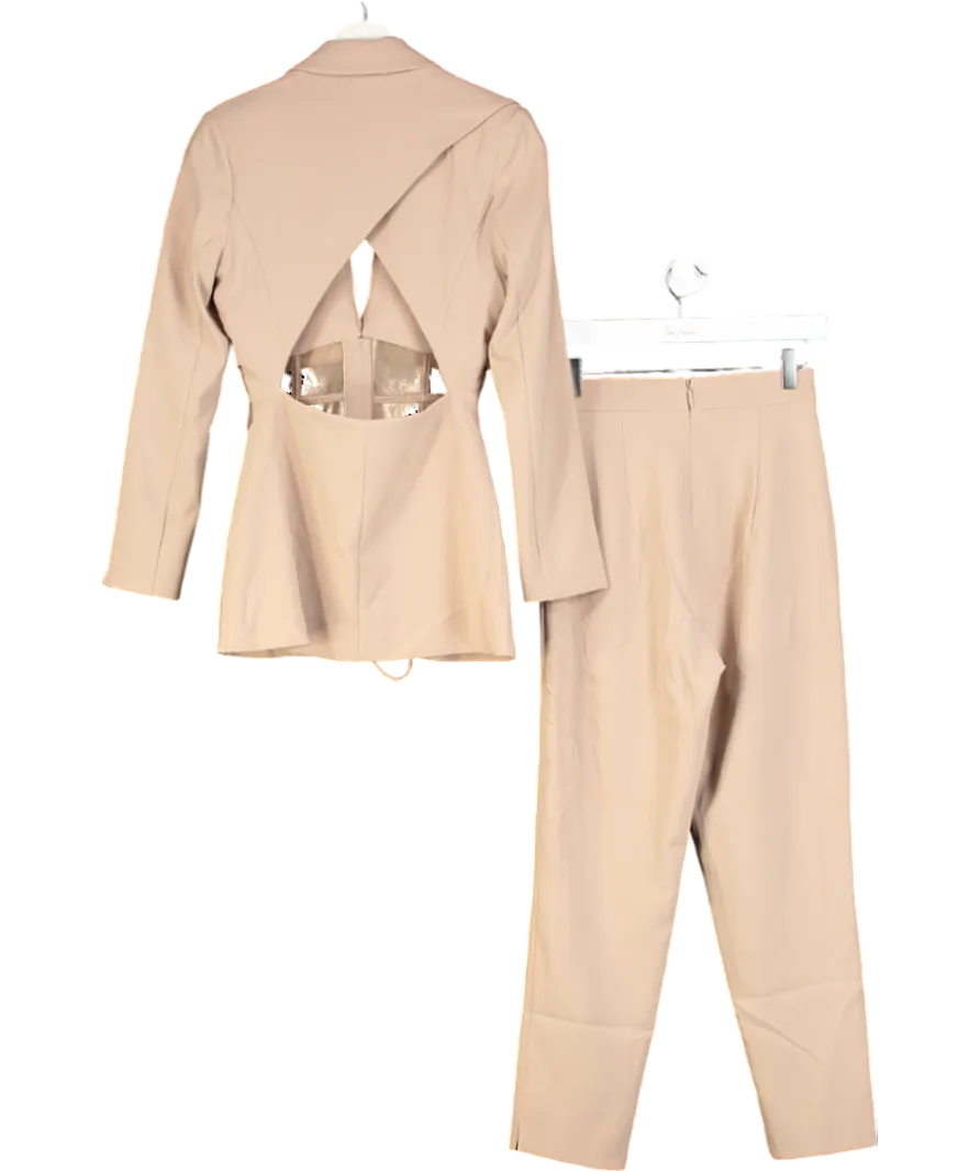 Lavish Alice Beige Sheer Satin Mix Corset Blazer Co-ord UK 6
