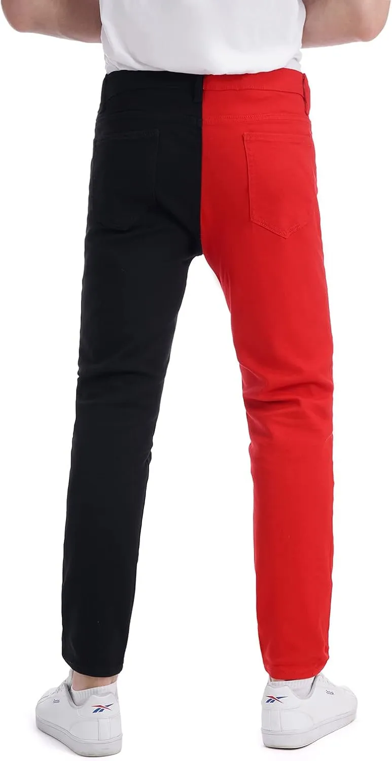 LONGBIDA Men's Slim Fit Skinny Jeans Two Tone Patchwork Designer Stretch Regular Denim Pants