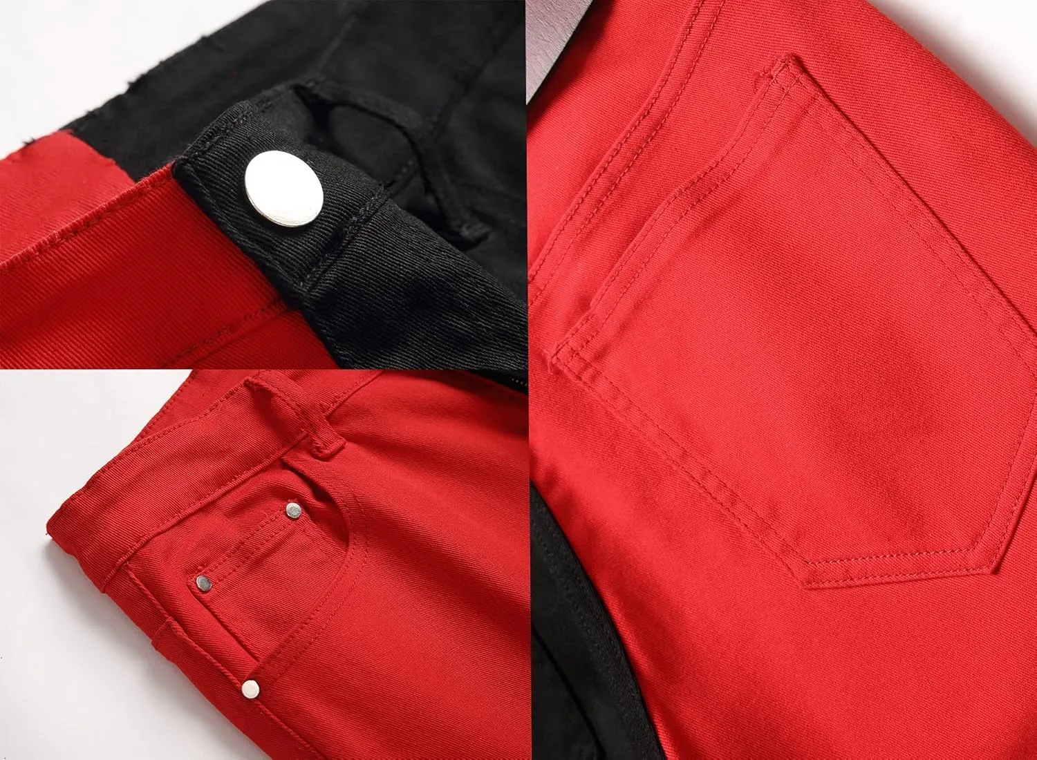 LONGBIDA Men's Slim Fit Skinny Jeans Two Tone Patchwork Designer Stretch Regular Denim Pants