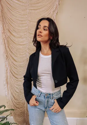 Luxe Crop Blazer- Black