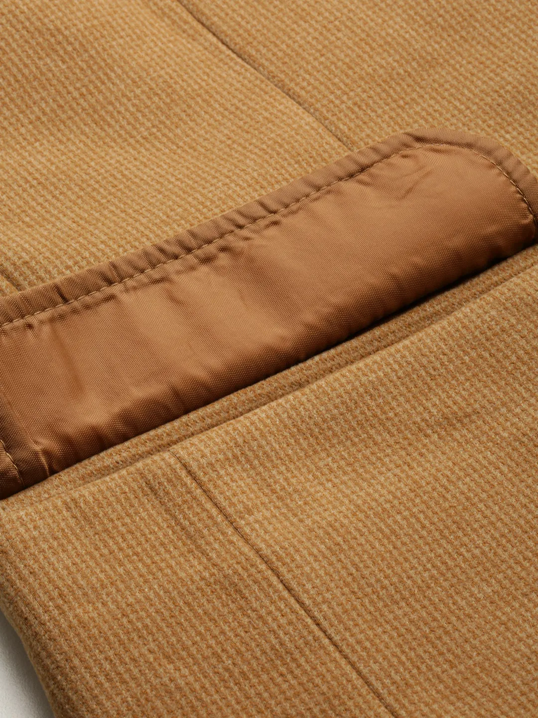Men Khaki Slim-Fit Single Breasted Blazer