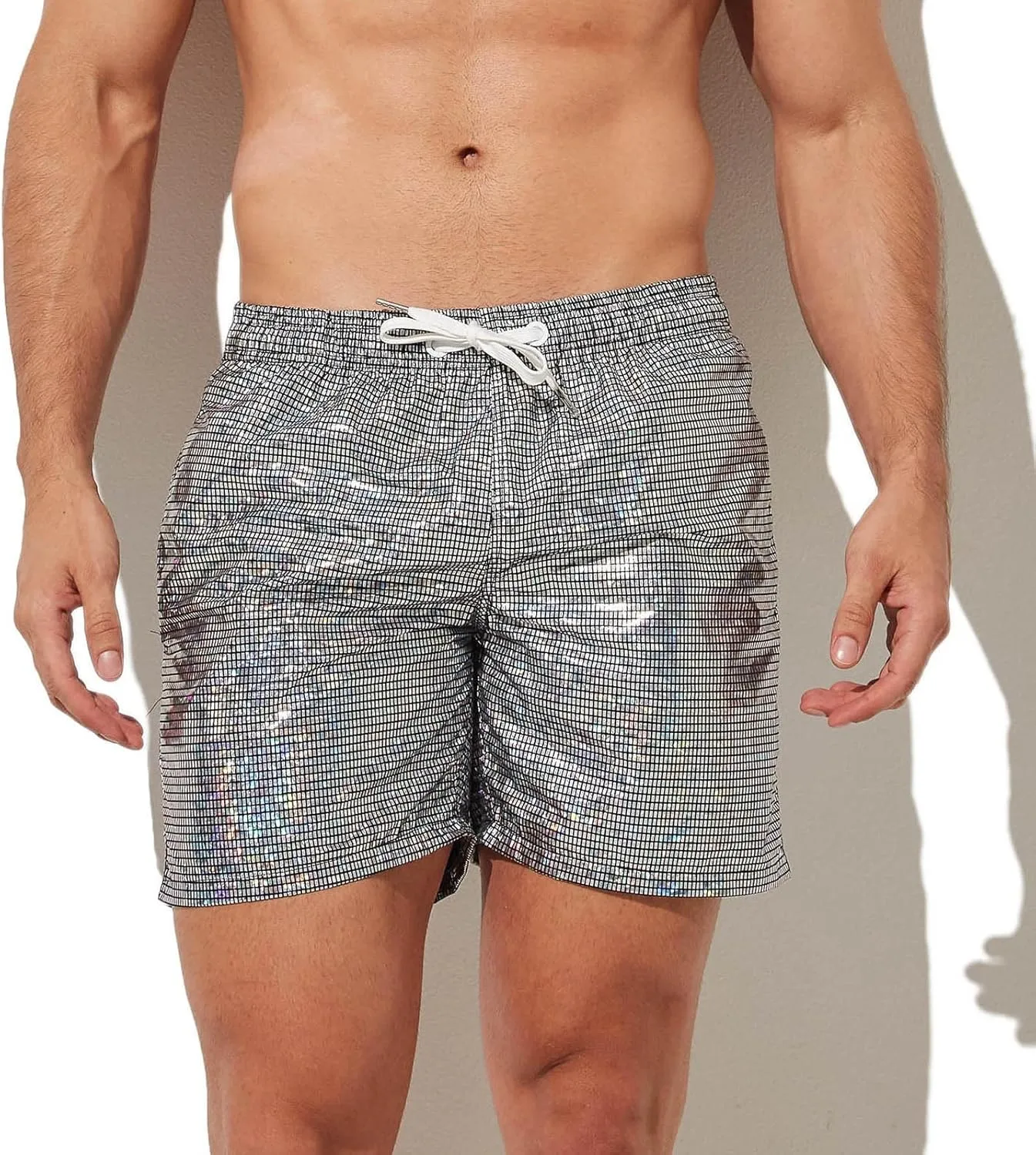 Men Underwear Brief,Shiny Metallic Baggy Beach Pants Drawstring Casual Mens Lingerie Jock Straps for Men