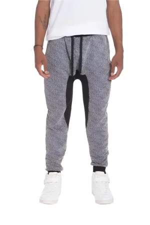 Mens Static Speckled Gray Black Contrasted Jogger Pants
