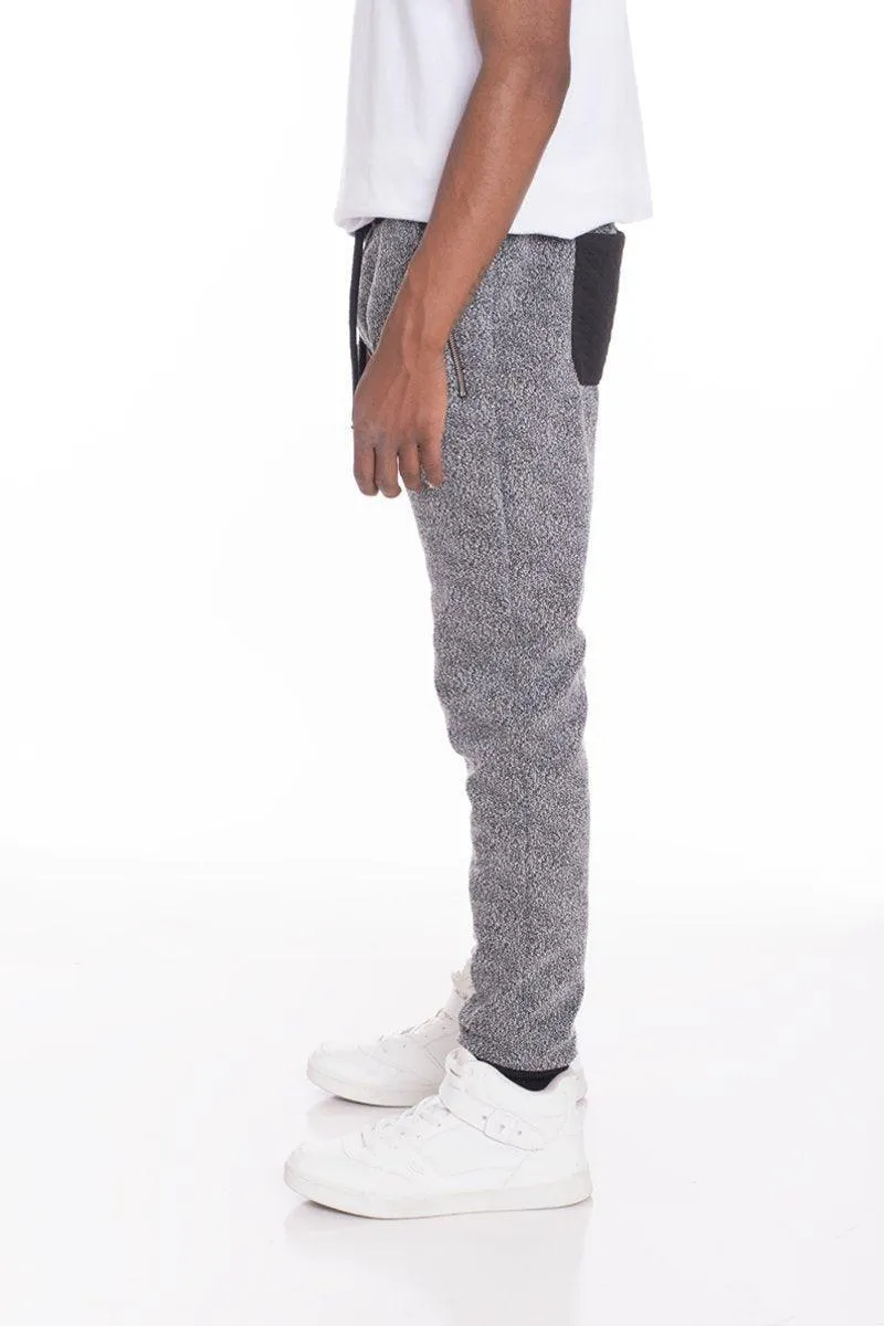 Mens Static Speckled Gray Black Contrasted Jogger Pants