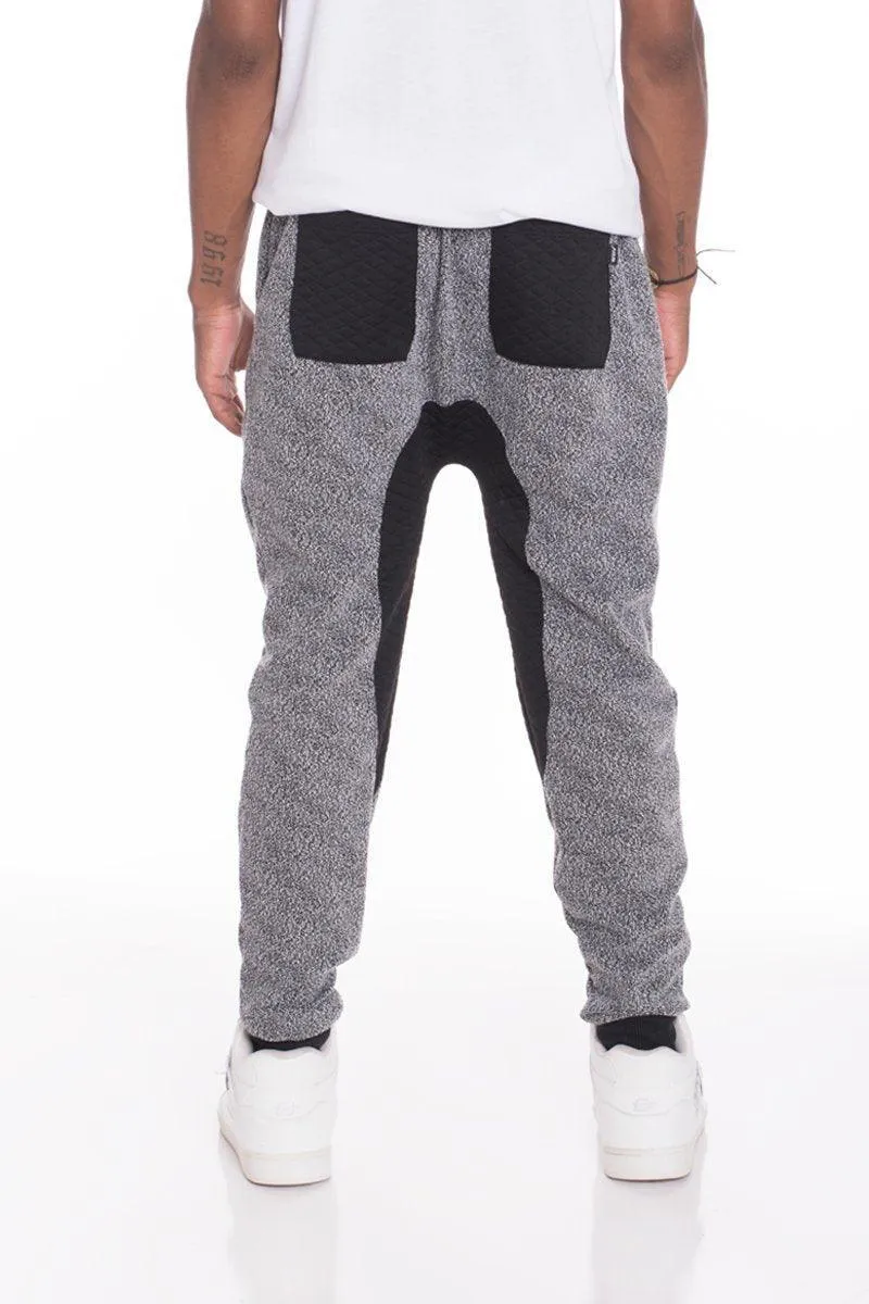 Mens Static Speckled Gray Black Contrasted Jogger Pants