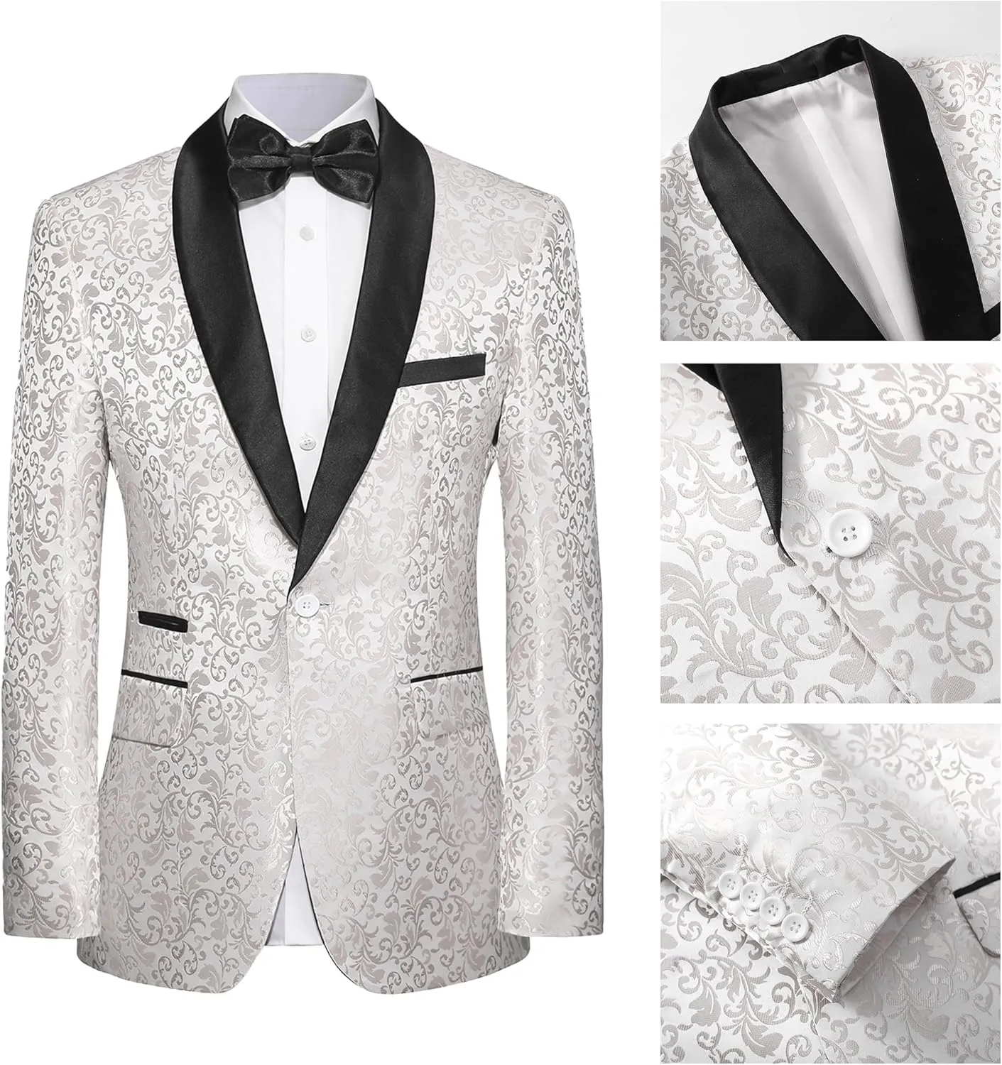 Mens Suit Set 2 Piece Floral Suits for Men Wedding Tuxedo Prom Party Dinner Jacket and Pants