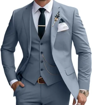 Mens Suits Slim Fit 3 Piece Business Wedding Tuxedo Jacket Vest Pants Suit Set