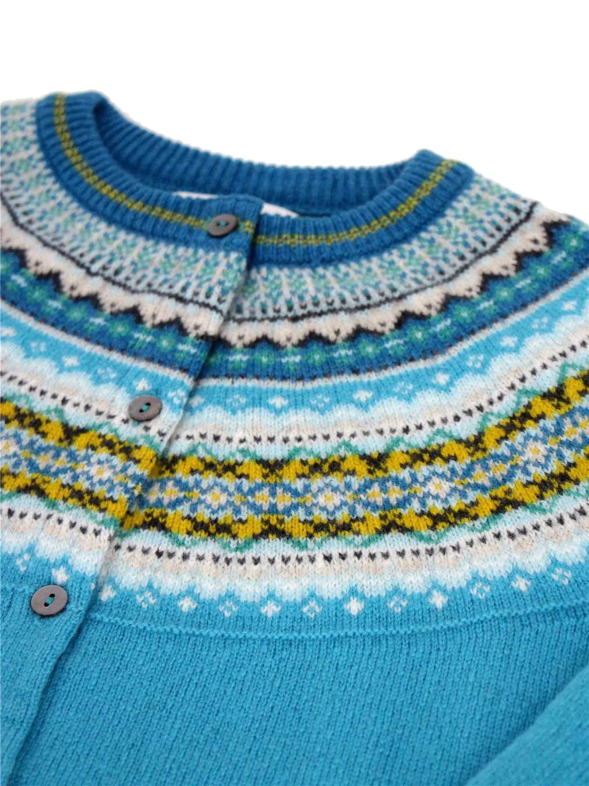 Merino Lambswool Alpine Cardigan in Marine Blue