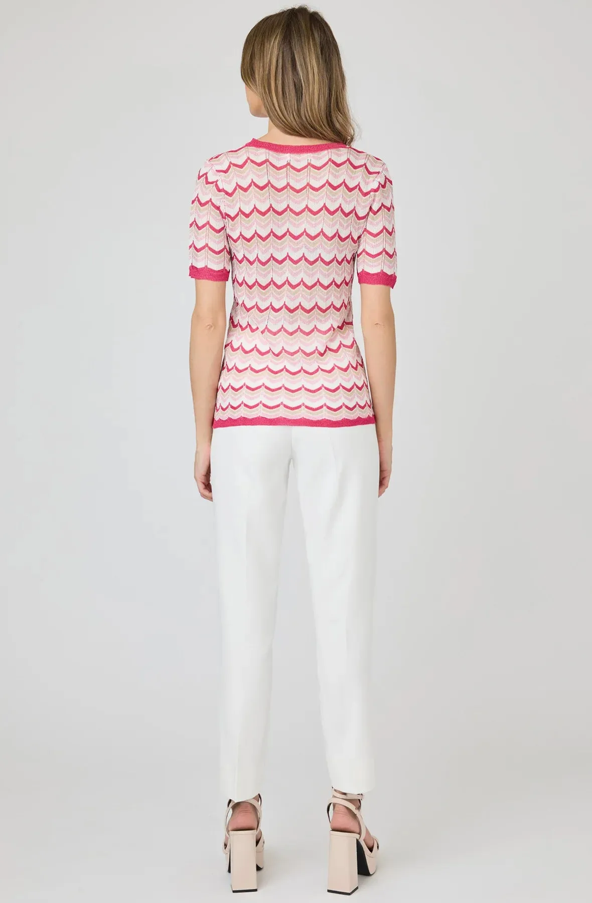 Metallic Chevron Knit Top
