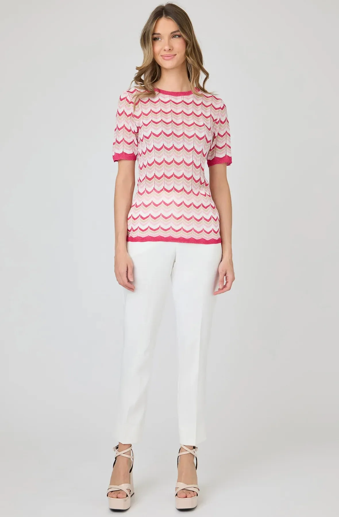 Metallic Chevron Knit Top