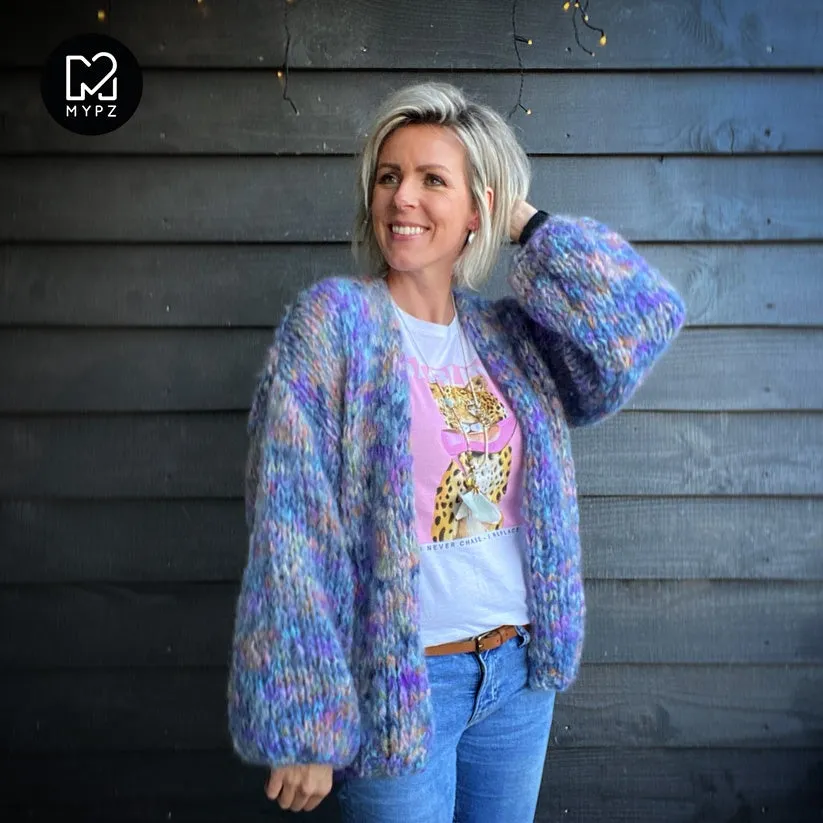 MYPZ Chunky Mohair Cardigan Vivienne Blue for Samaraim