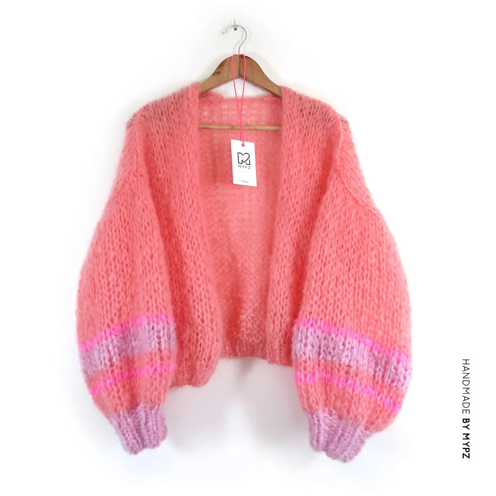 MYPZ Salmon short chunky mohair cardigan Salmon