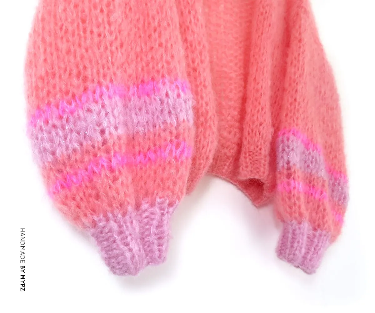 MYPZ Salmon short chunky mohair cardigan Salmon