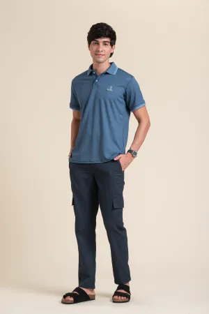 NAVY PURE COTTON POLO COLLAR T-SHIRT