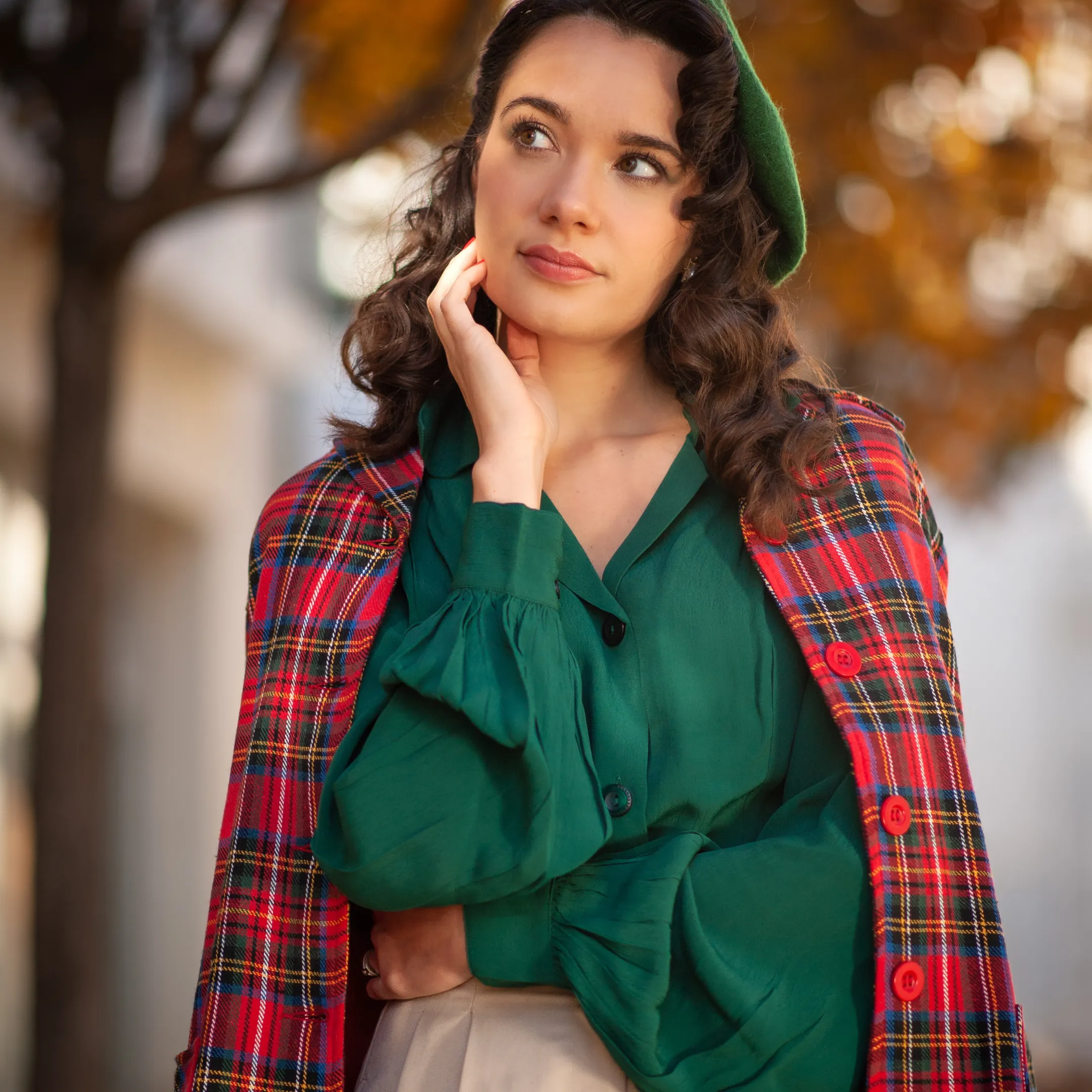 Pearl Jacket in Red Plaid Tartan
