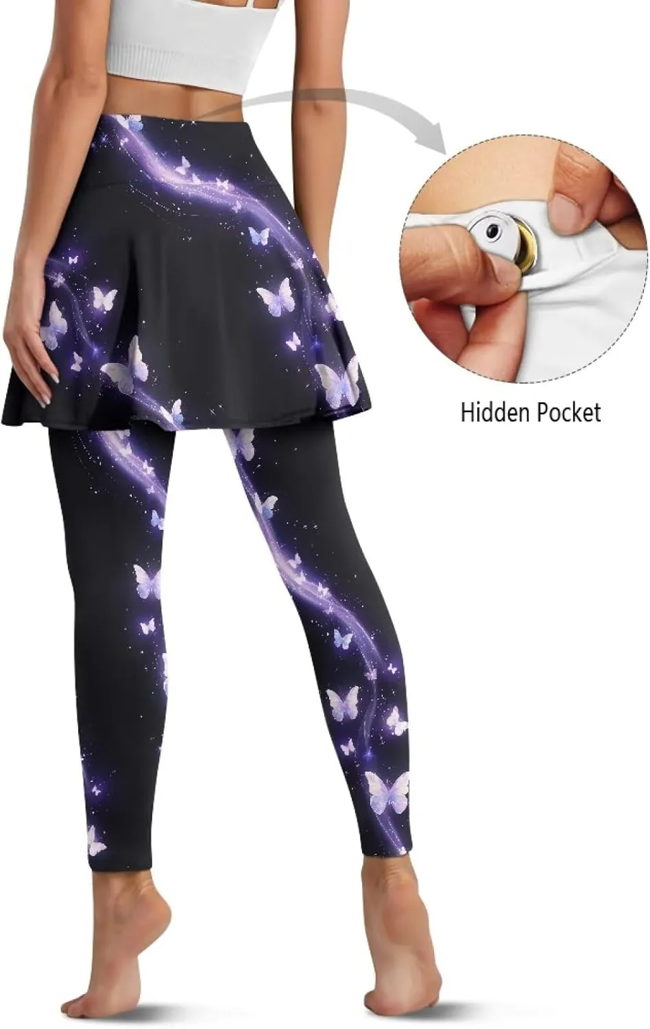 POLERO Yoga Skirted Leggings for Women Tummy Control Vintage Golf Tennis Pants Athletic Outfits