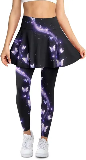 POLERO Yoga Skirted Leggings for Women Tummy Control Vintage Golf Tennis Pants Athletic Outfits
