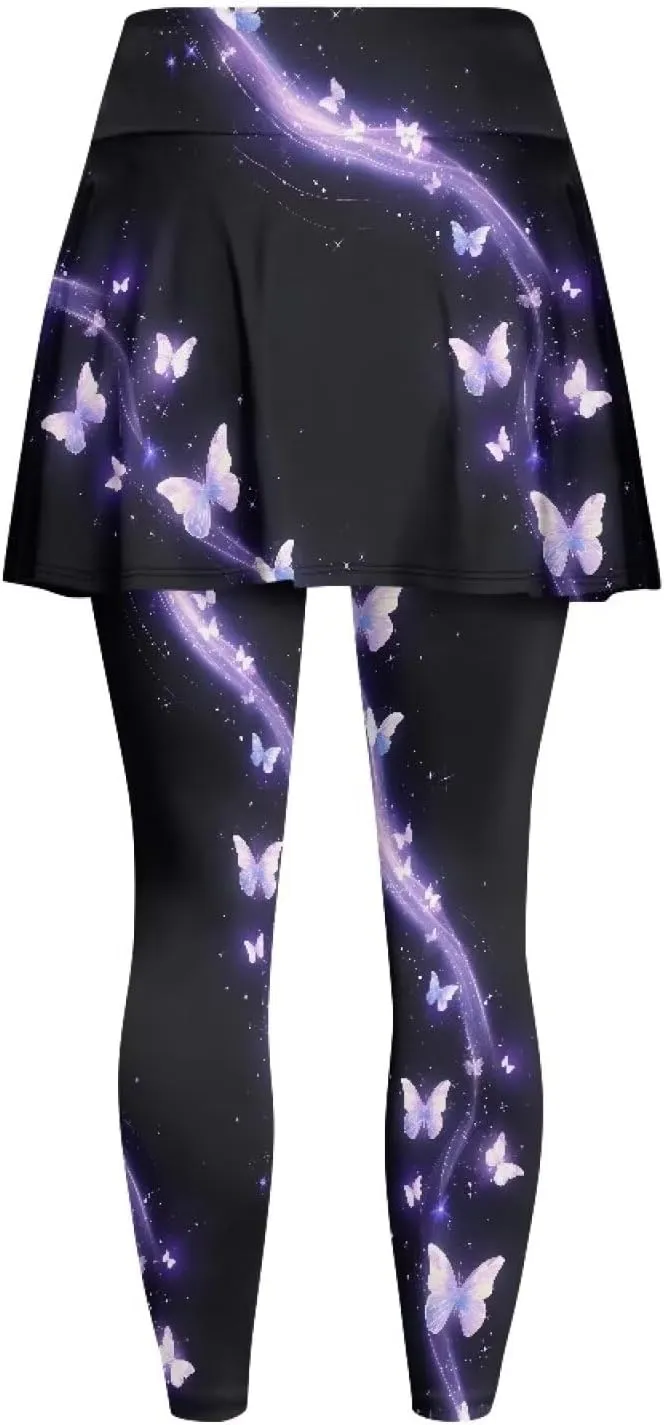 POLERO Yoga Skirted Leggings for Women Tummy Control Vintage Golf Tennis Pants Athletic Outfits