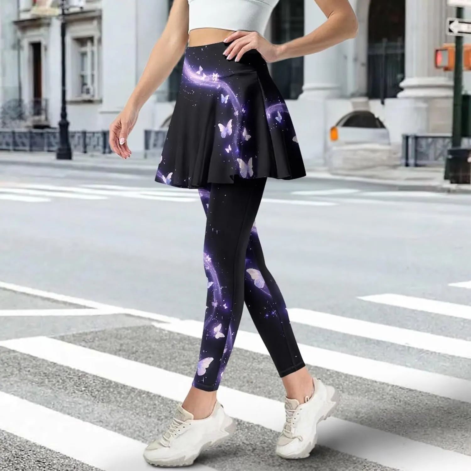 POLERO Yoga Skirted Leggings for Women Tummy Control Vintage Golf Tennis Pants Athletic Outfits
