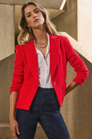 RADIANT RED BOUCLE BLAZER