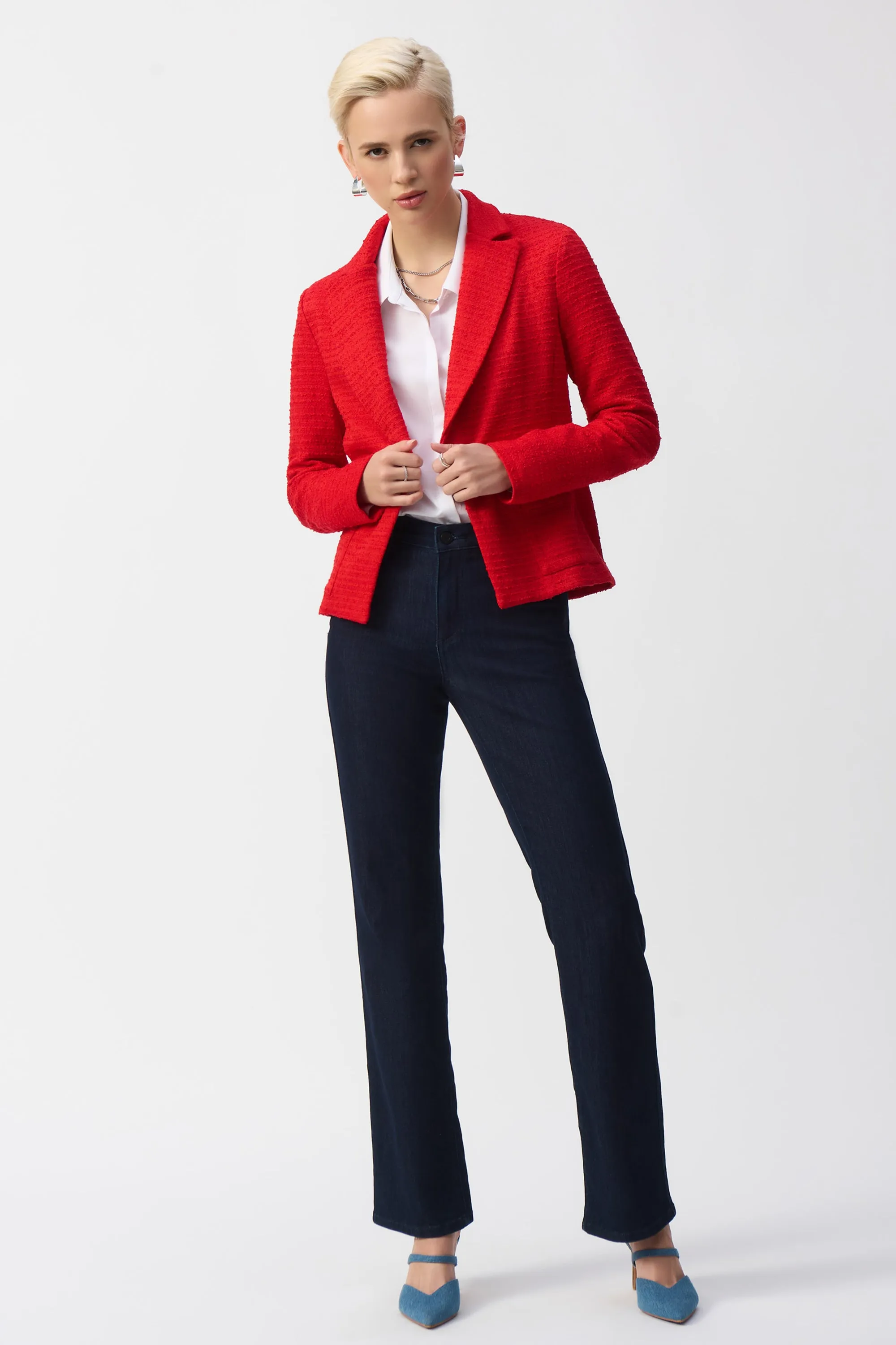 RADIANT RED BOUCLE BLAZER
