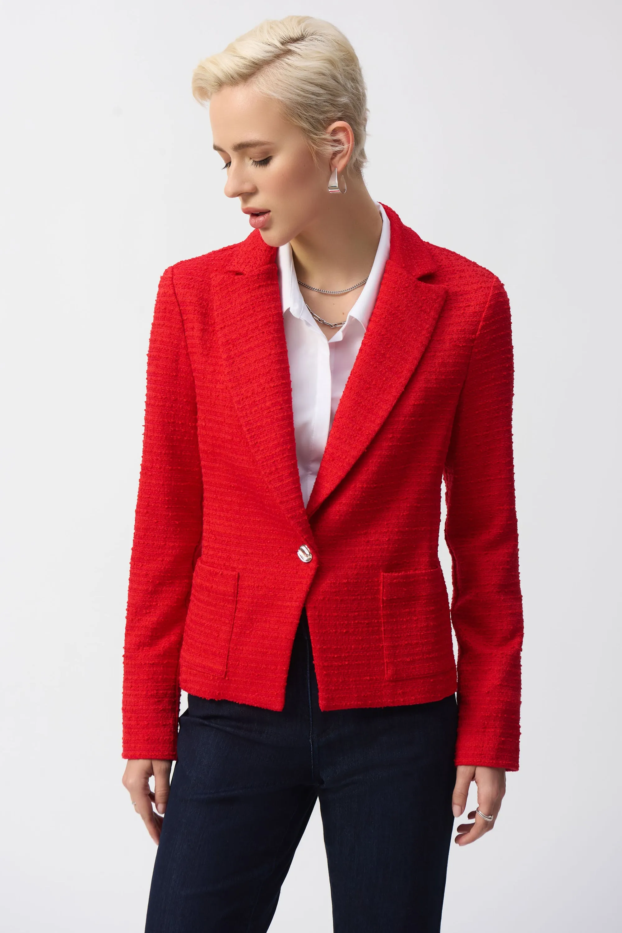 RADIANT RED BOUCLE BLAZER
