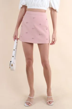 STARRY EMBELLISHED SKIRT IN PINK