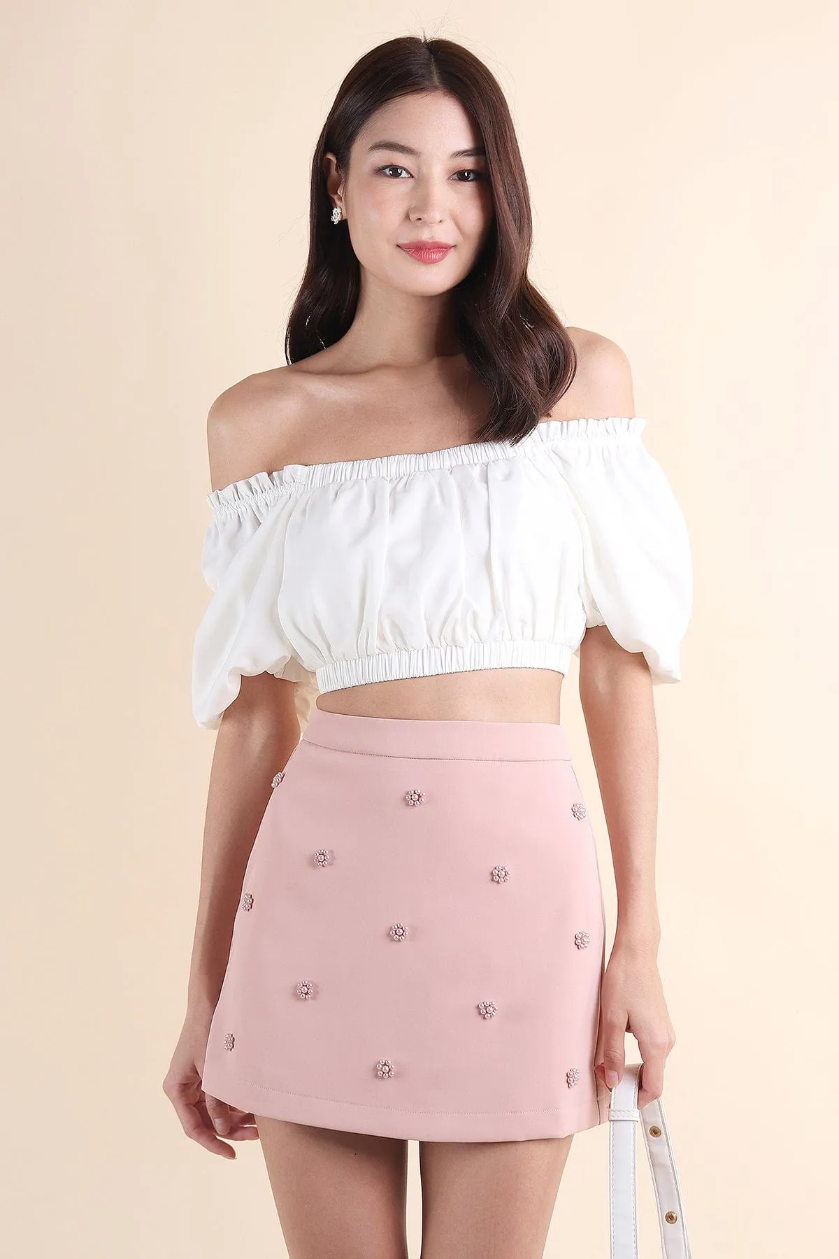 STARRY EMBELLISHED SKIRT IN PINK