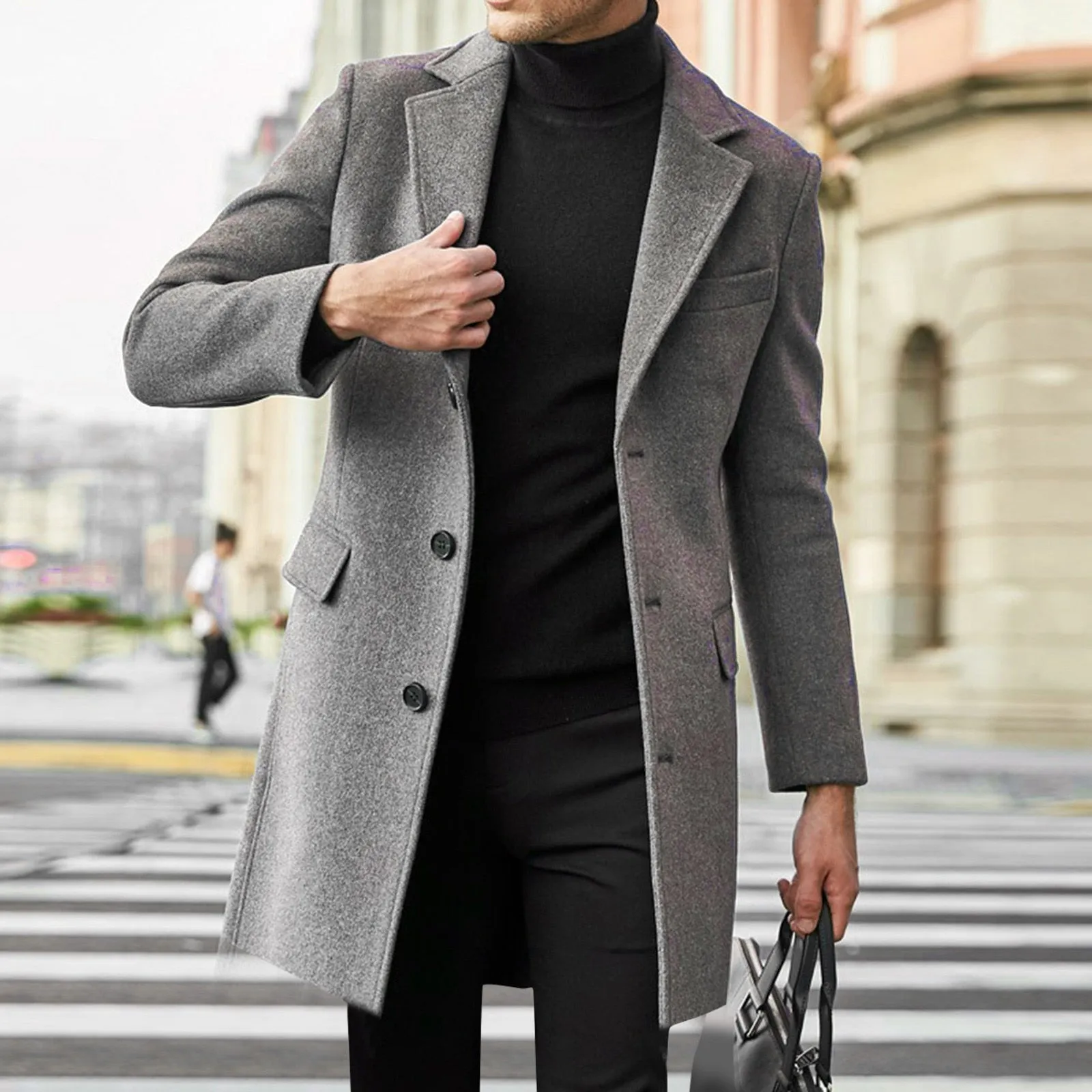 Stylish Trench Wool Blend Long Windbreaker Coat