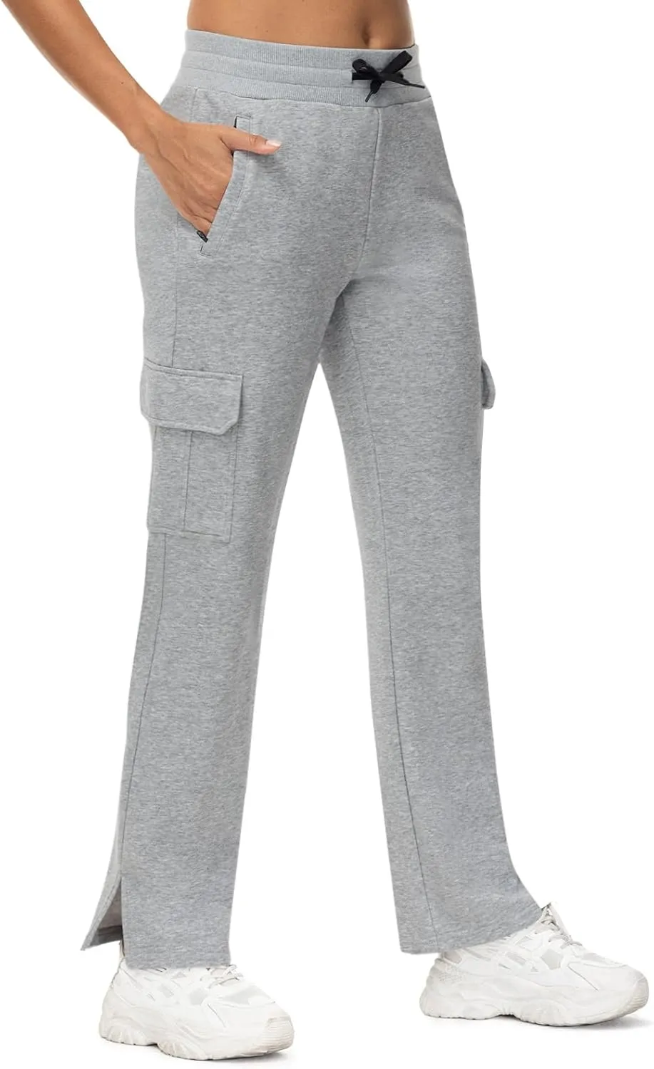 TBMPOY Women's Cargo Sweatpants Straight Leg High Waisted Wide Leg Athletic Pants Zipper Pockets Bottom Trendy