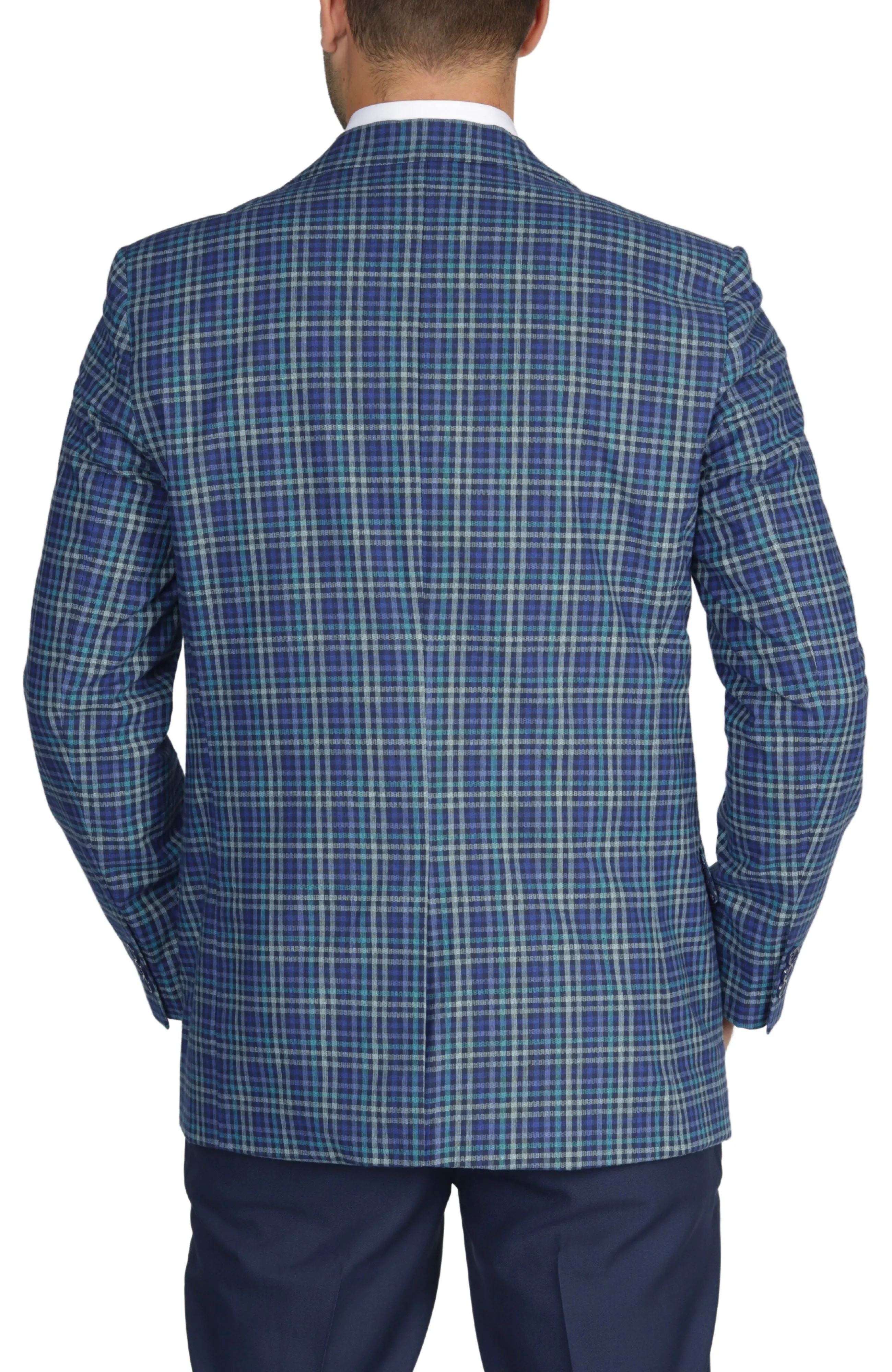 Teal Multi Plaid Sport Coat