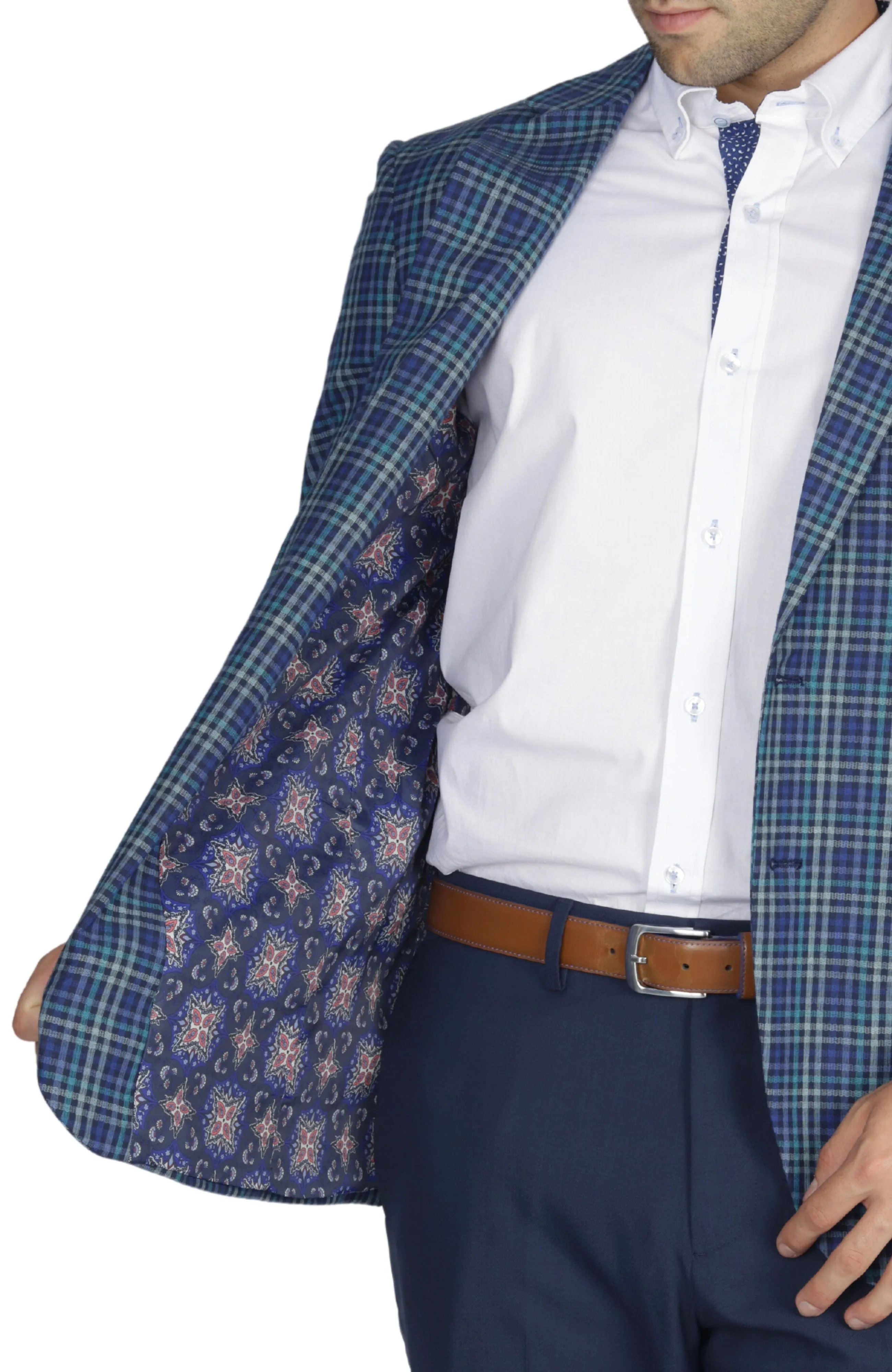 Teal Multi Plaid Sport Coat
