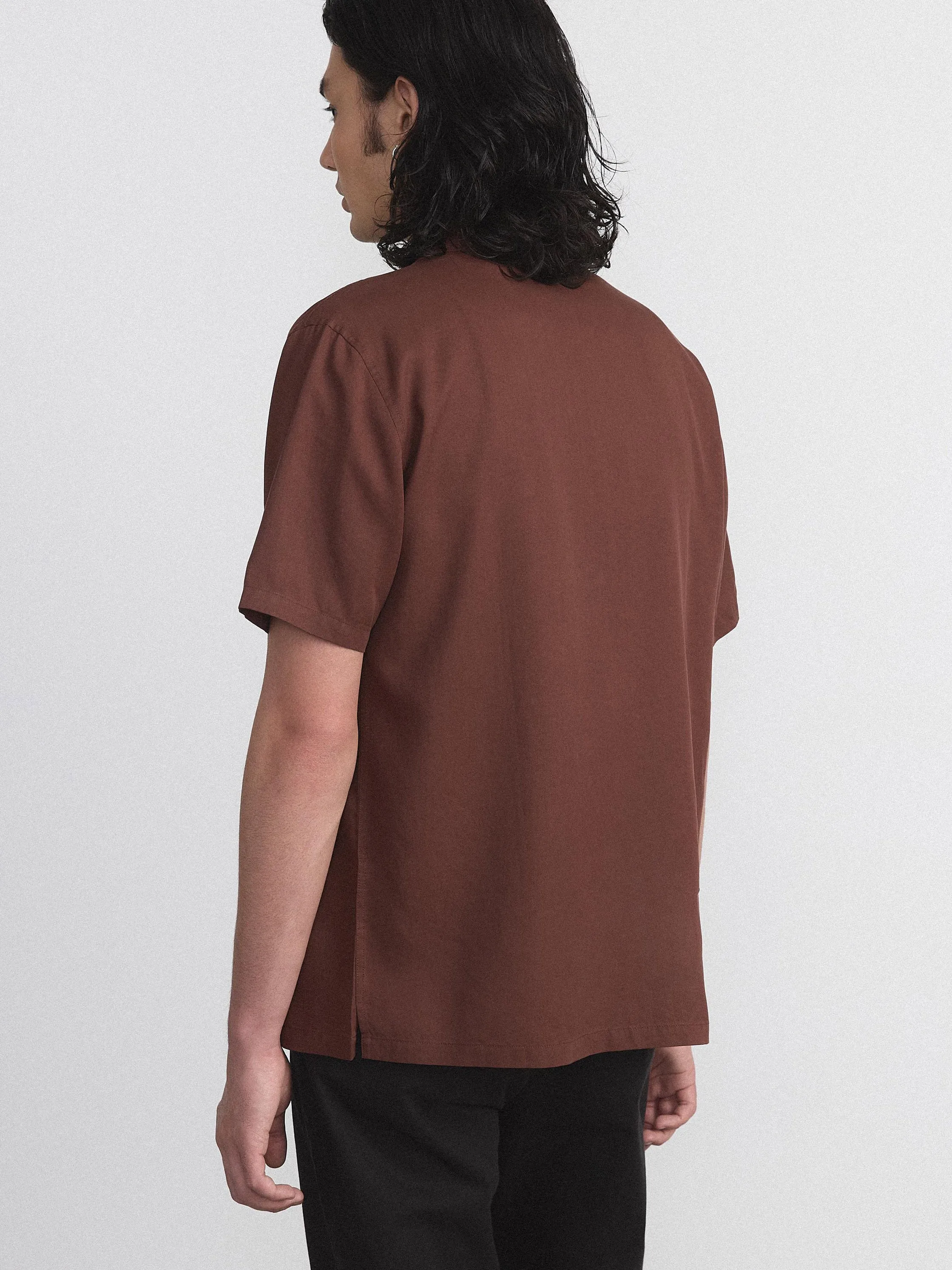 The Eco Dye Camp Collar Shirt in Chocolate Fudge