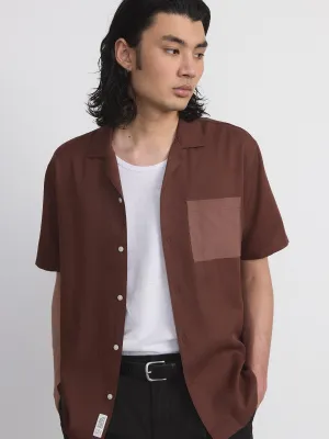The Eco Dye Camp Collar Shirt in Chocolate Fudge