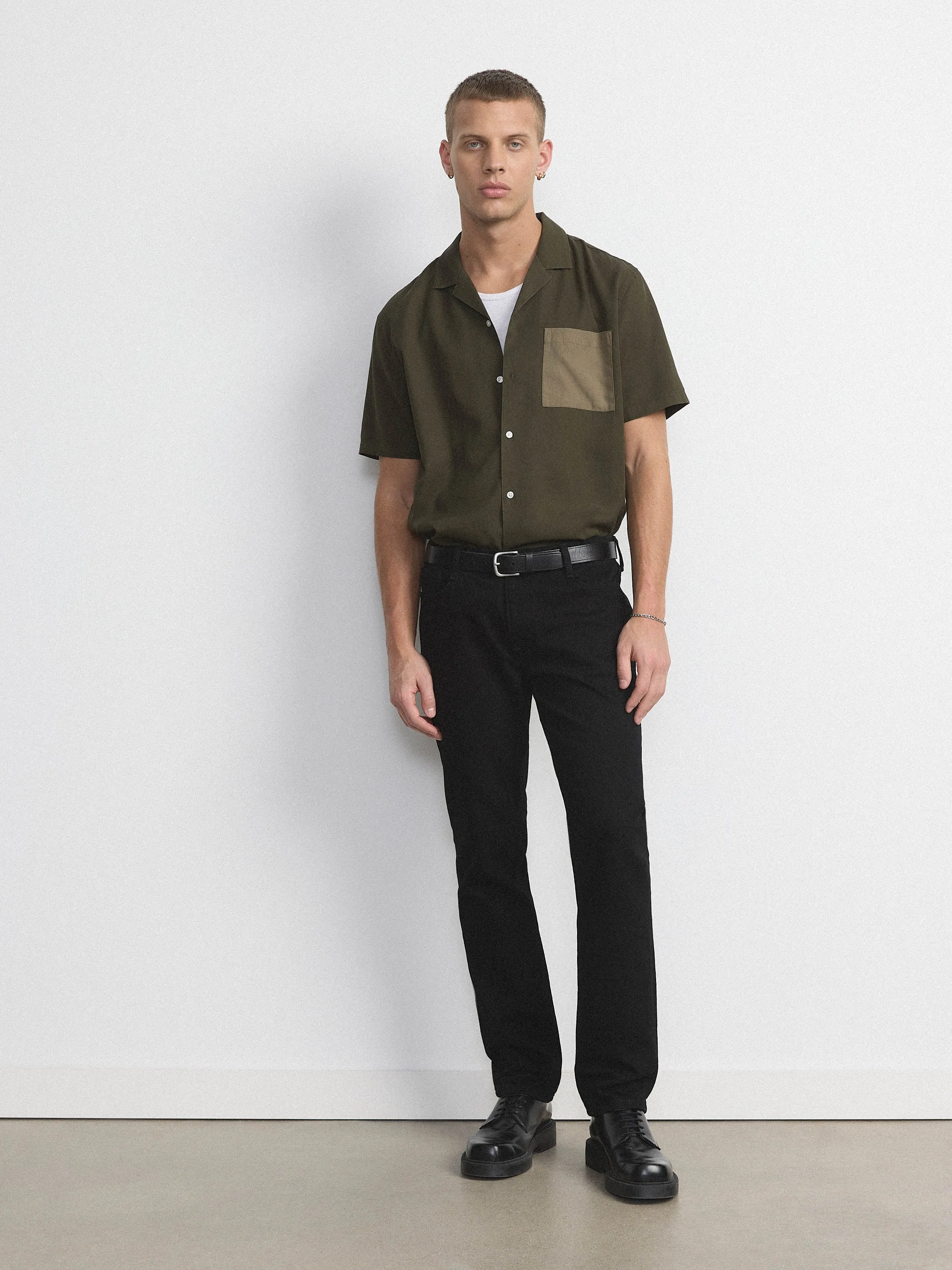The Eco Dye Camp Collar Shirt in Deep Green