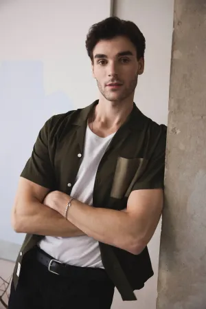 The Eco Dye Camp Collar Shirt in Deep Green