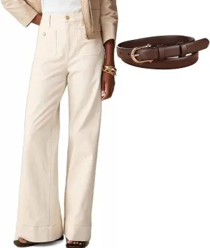 Tummy Control Sailor Wide Leg Trouser, Tummy Control Sailor Jeans for Women, High Waist Stretchy Straight Leg Pants