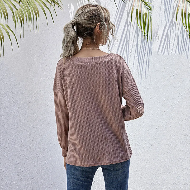 V-Neck Knitted Pullover Bottoming Shirt Wholesale Women Clothing