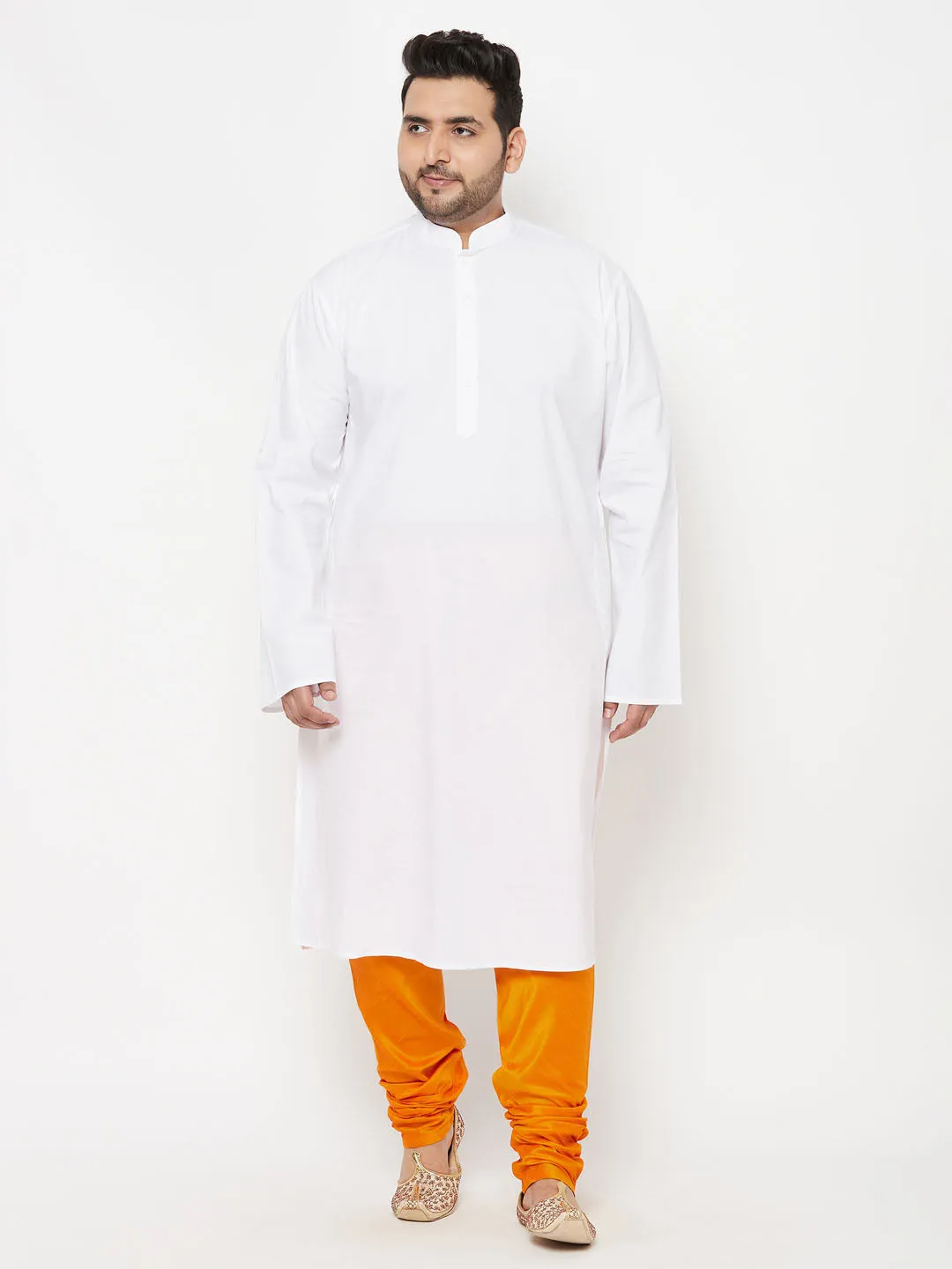 VASTRAMAY Orange Cotton Silk Blend Pyjama