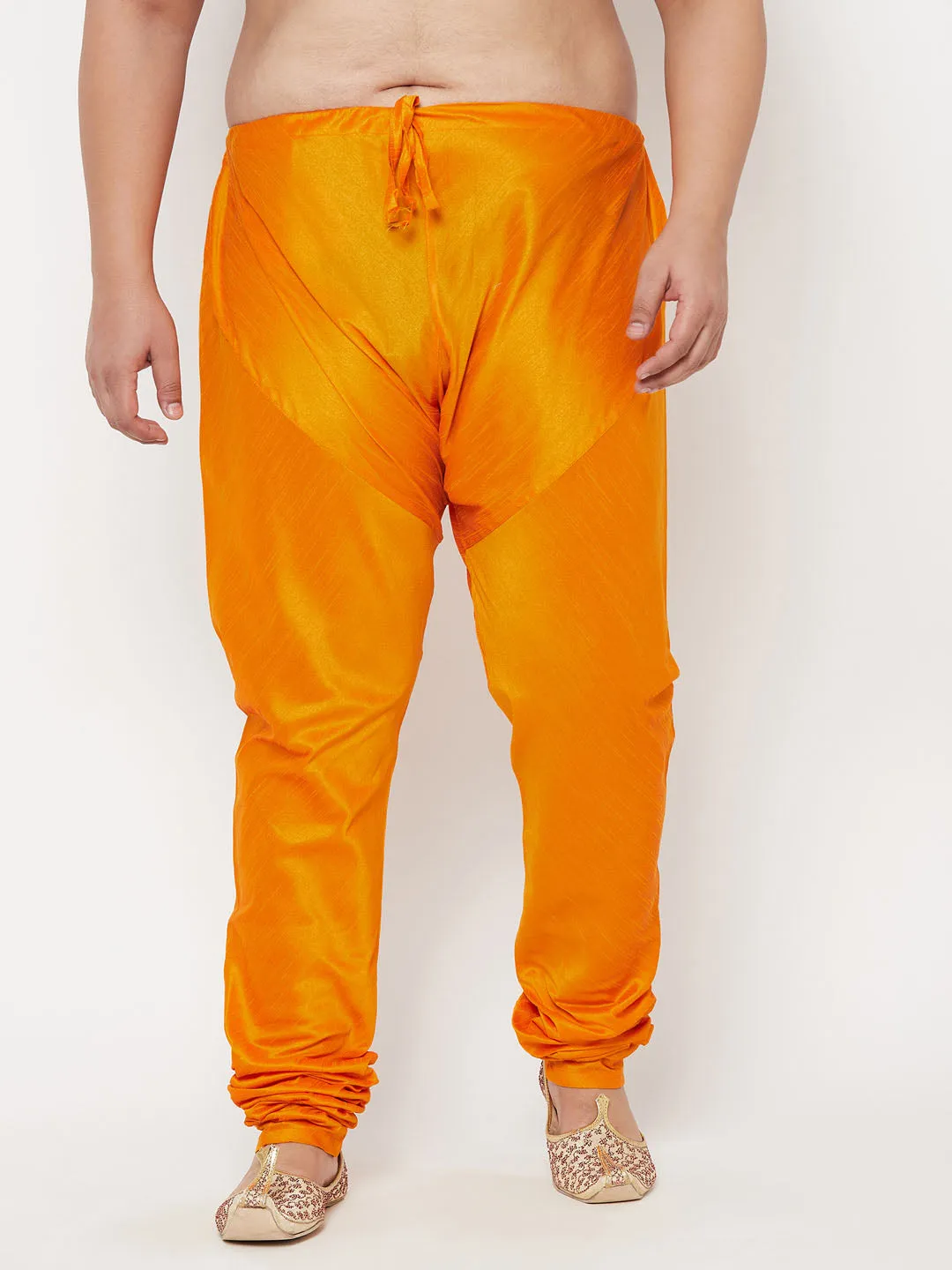 VASTRAMAY Orange Cotton Silk Blend Pyjama
