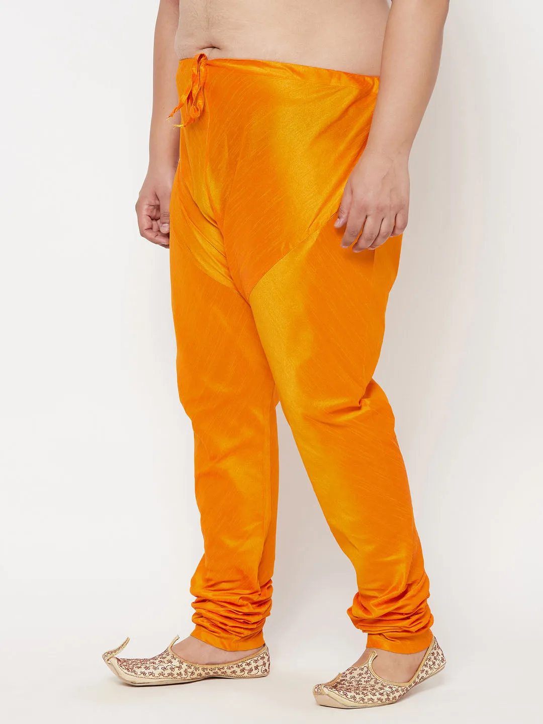 VASTRAMAY Orange Cotton Silk Blend Pyjama