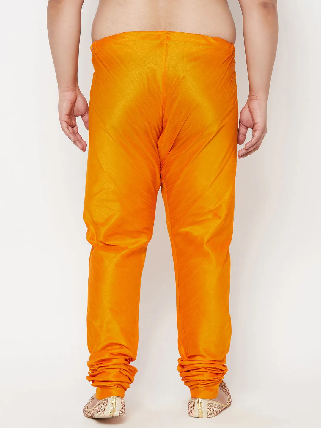 VASTRAMAY Orange Cotton Silk Blend Pyjama