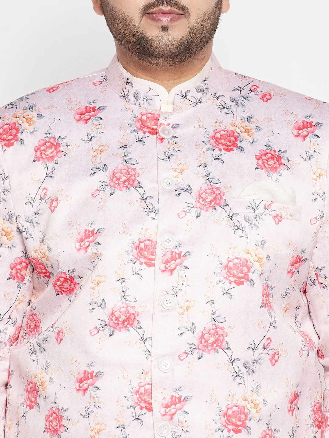 VASTRAMAY Peach Silk Blend Jodhpuri Set