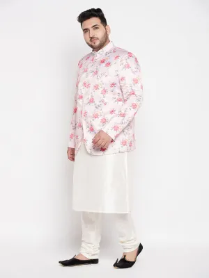 VASTRAMAY Peach Silk Blend Jodhpuri Set