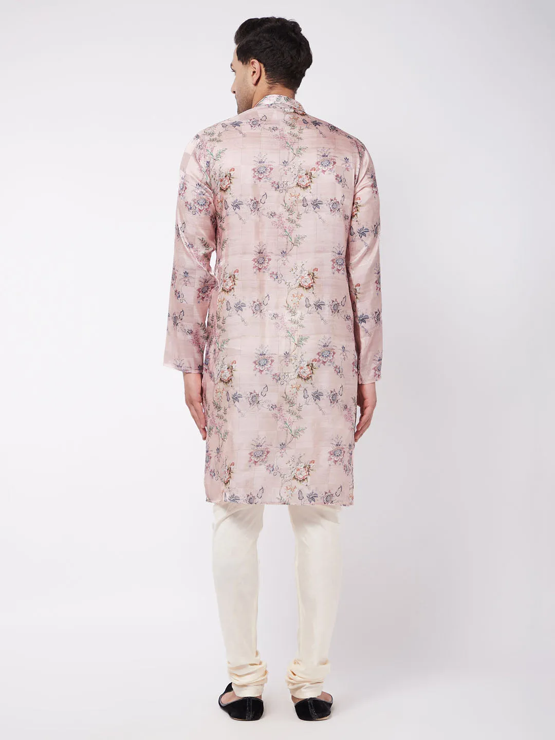 Vastramay Pink Floral Printed Kurta Pyjama