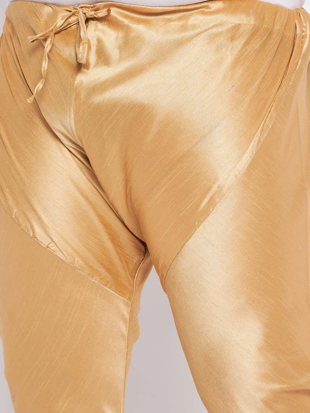 VASTRAMAY Rose Gold Silk Blend Kurta Pyjama