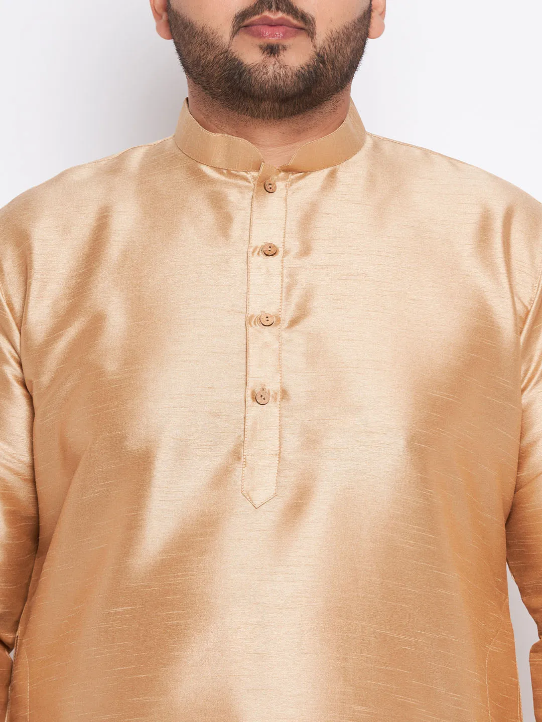 VASTRAMAY Rose Gold Silk Blend Kurta Pyjama