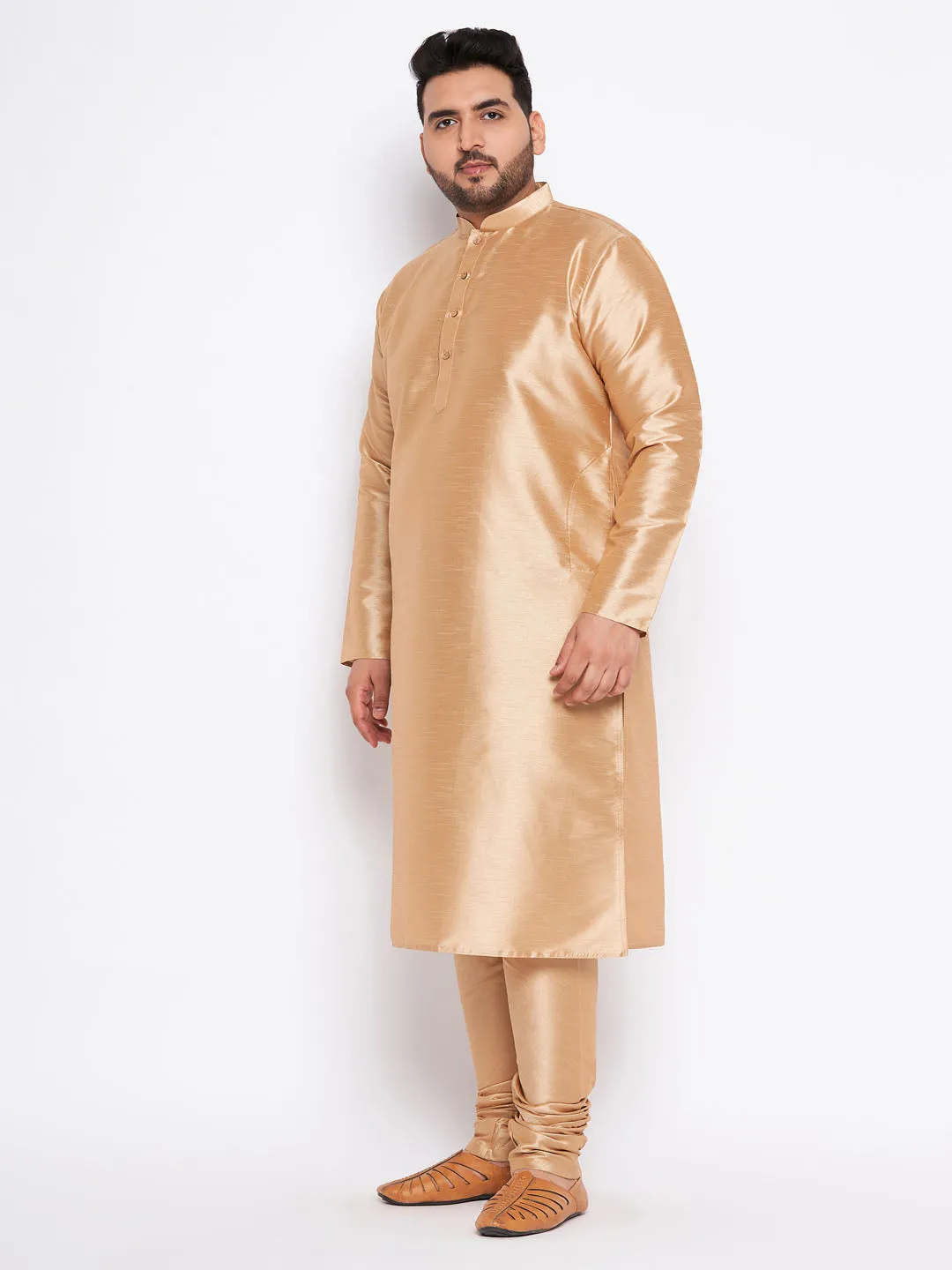 VASTRAMAY Rose Gold Silk Blend Kurta Pyjama